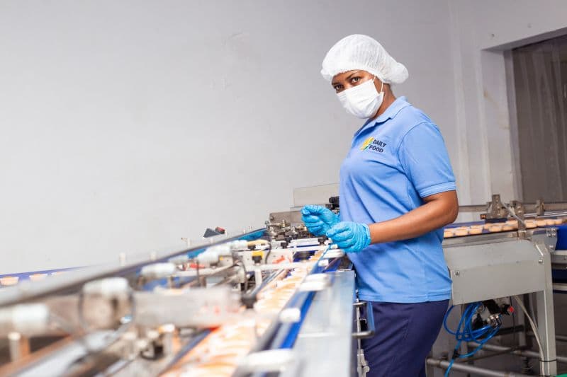 A Daily Food employee at the Accra production facility